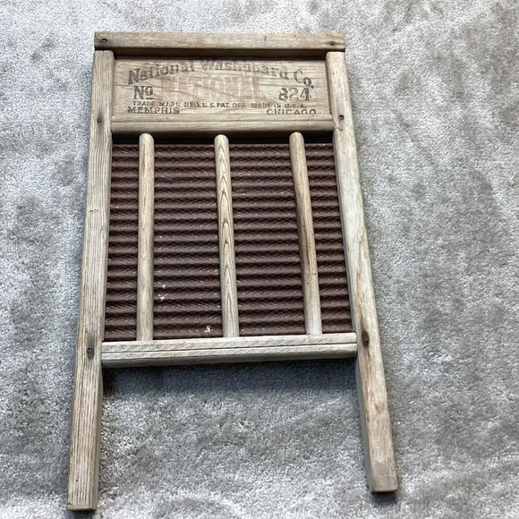 Antique National Washboard Co. No. 824 Wood & Metal Made In USA - Picture 1 of 16
